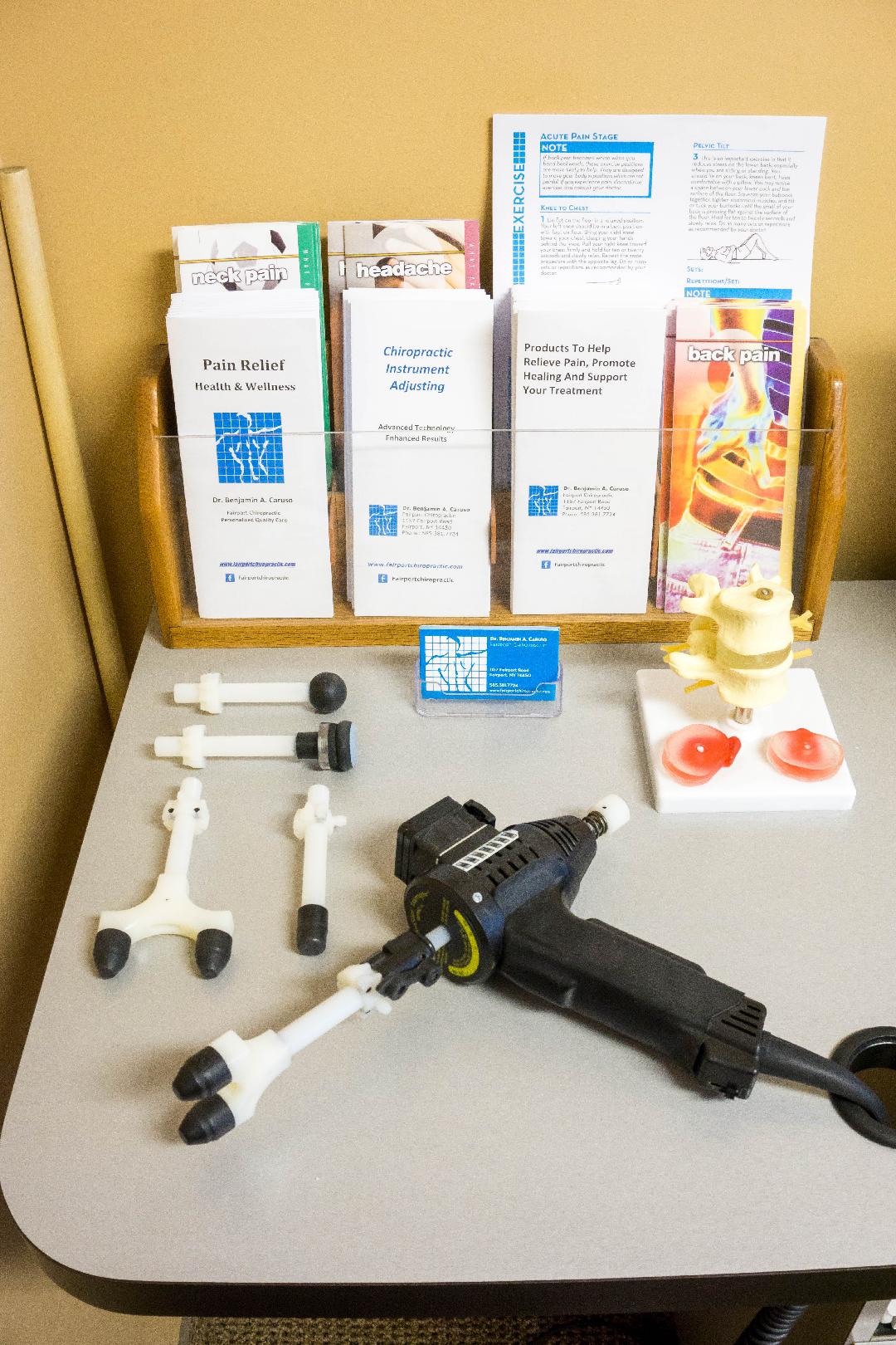 Chiropractic tools on a desk